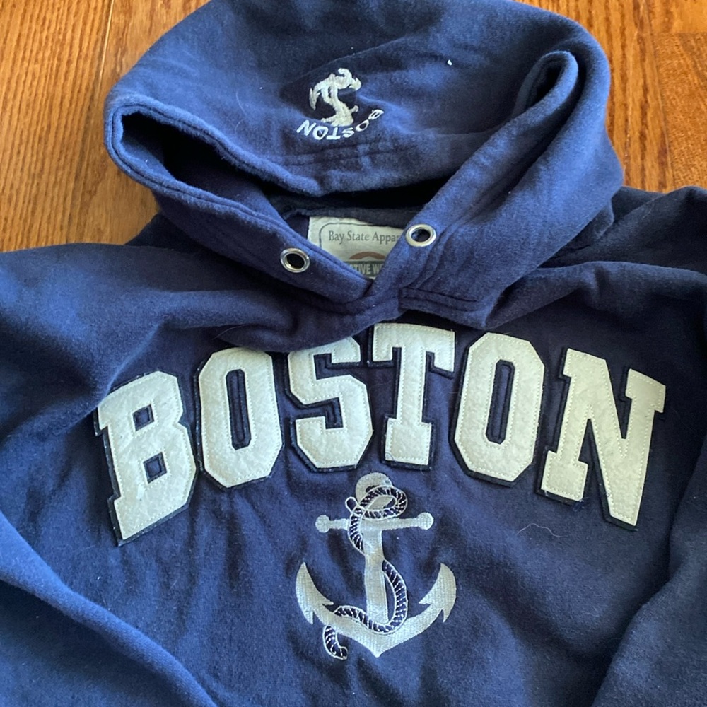 Boston Hoodie Hooded pullover sweater Sweatshirt Navy blue  L